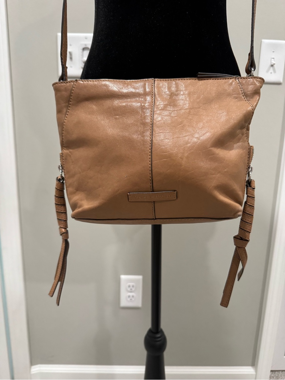 Vince Camuto Cognac Leather Crossbody Shoulder Bag